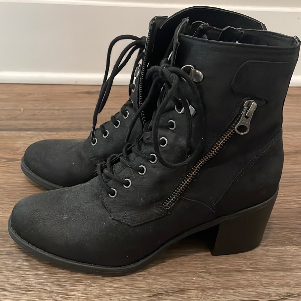 Black zip up and lace up boots